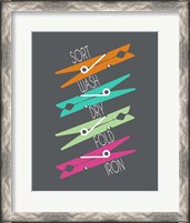 Framed Sort Wash Dry Fold Colored Clothespins Red Green