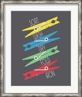 Framed Sort Wash Dry Fold Clothespins Primary Colors