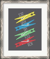 Framed Sort Wash Dry Fold Clothespins Primary Colors