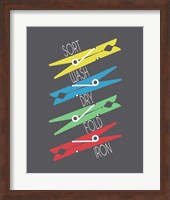 Framed Sort Wash Dry Fold Clothespins Primary Colors