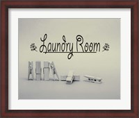Framed Laundry Room Sign Clothespins Black and White