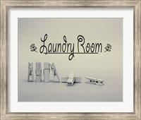 Framed Laundry Room Sign Clothespins Black and White