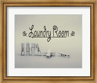 Framed Laundry Room Sign Clothespins Black and White