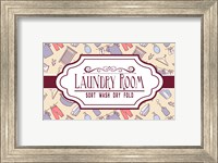 Framed Laundry Room Sign Yellow Pattern