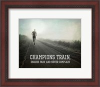 Framed Champions Train Man Black and White