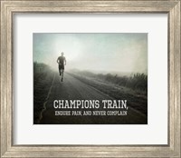 Framed Champions Train Man Black and White