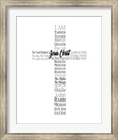 Framed Names of Jesus Cross Silhouette White