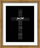 Framed Names of Jesus Cross Silhouette Black
