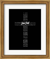 Framed Names of Jesus Cross Silhouette Black