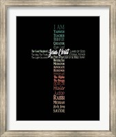 Framed Names of Jesus Cross Silhouette Green Ombre