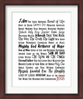 Framed Names of Jesus Rectangle Black and Red Text