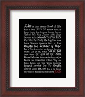 Framed Names of Jesus Rectangle Gray and Red Text