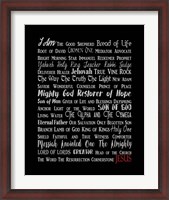 Framed Names of Jesus Rectangle Gray and Red Text