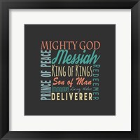 Framed Names of Jesus Square Green and Orange Text - Gray