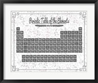 Framed Periodic Table Gray and Red Leaf Pattern Light