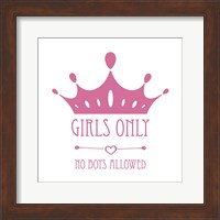 Framed Girls Only Crown Pink on White