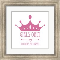 Framed Girls Only Crown Pink on White