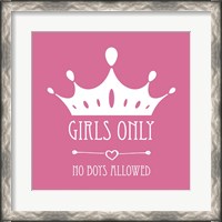 Framed Girls Only Crown White on Pink