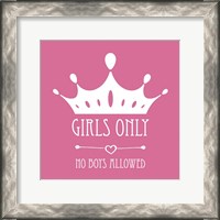 Framed Girls Only Crown White on Pink