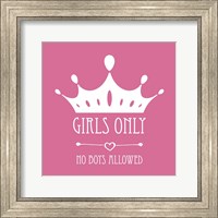 Framed Girls Only Crown White on Pink