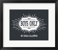 Framed Boys Only Sunburst Cool Gray Background