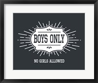 Framed Boys Only Sunburst Cool Gray Background