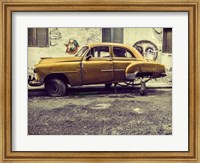 Framed Old Car & Cat