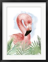 Framed Watercolor Flamingo Composition I