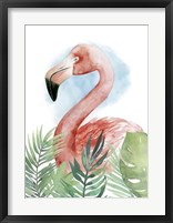 Framed Watercolor Flamingo Composition II