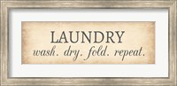 Framed Aged Laundry Sign - Wash Dry Fold Repeat