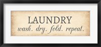 Framed Aged Laundry Sign - Wash Dry Fold Repeat