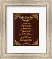 Framed God's Top Ten Brown and Gold Design