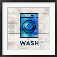 Framed Laundry Sign White Wood Background - Wash