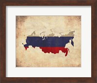 Framed Map with Flag Overlay Russia