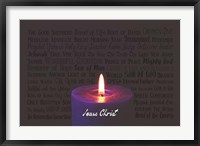 Framed Names of Jesus Purple Candle