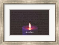 Framed Names of Jesus Purple Candle