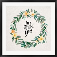 Framed I'm A Gift From God Yellow Flower Wreath