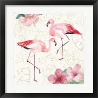 Framed 'Tropical Fun Bird V with Gold' border=