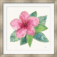 Framed Tropical Fun Flowers III with Gold