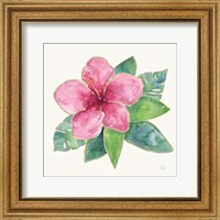 Framed Tropical Fun Flowers III with Gold