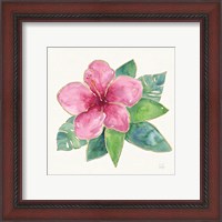 Framed 'Tropical Fun Flowers III with Gold' border=