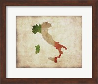 Framed Map with Flag Overlay Italy