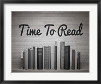 Framed Time To Read - Wood Background Black and White