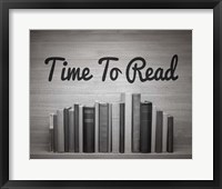 Framed Time To Read - Wood Background Black and White