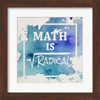 Framed Math Is Radical Watercolor Splash Blue