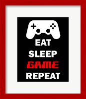 Framed Eat Sleep Game Repeat  - Black