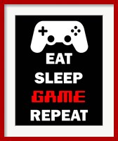 Framed Eat Sleep Game Repeat  - Black