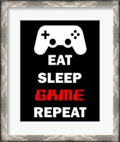 Framed Eat Sleep Game Repeat  - Black