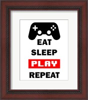 Framed Eat Sleep Game Repeat  - White and Red