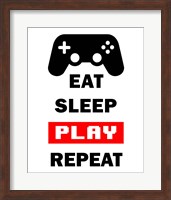 Framed Eat Sleep Game Repeat  - White and Red
